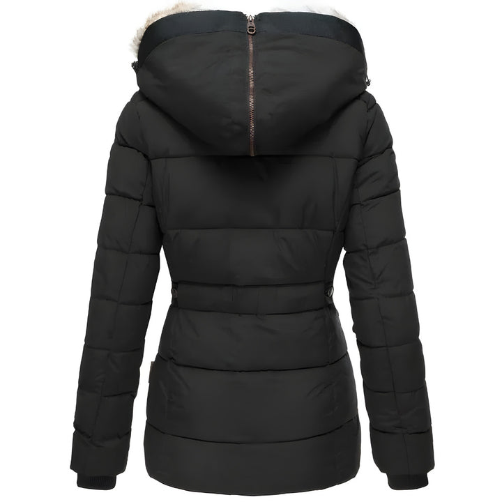 Women's Hooded Quilted Winter Jacket - black back