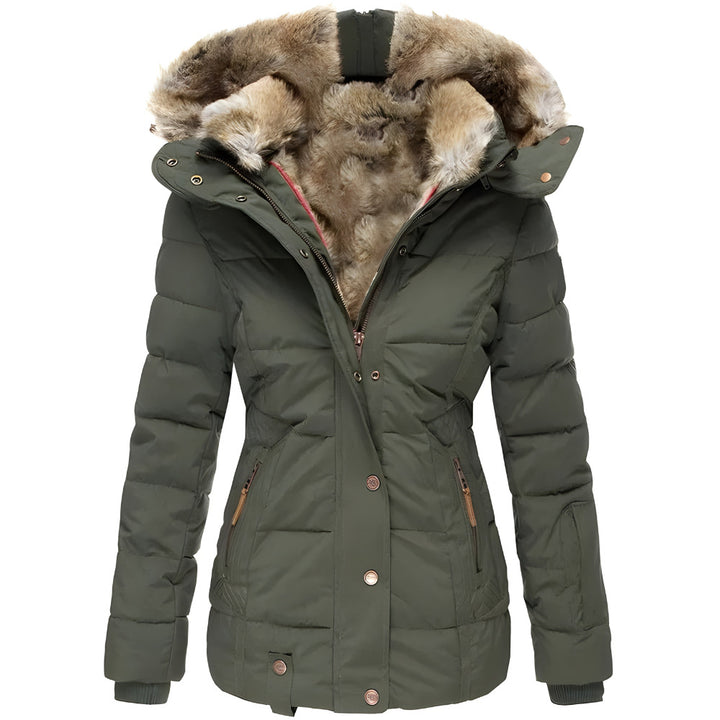 Women's Hooded Quilted Winter Jacket - green