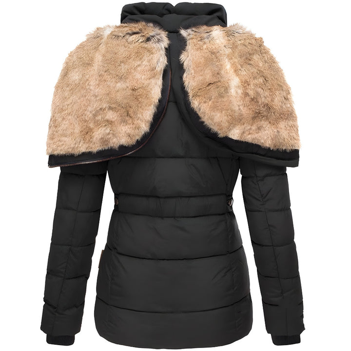 Women's Hooded Quilted Winter Jacket - plush-lined hood