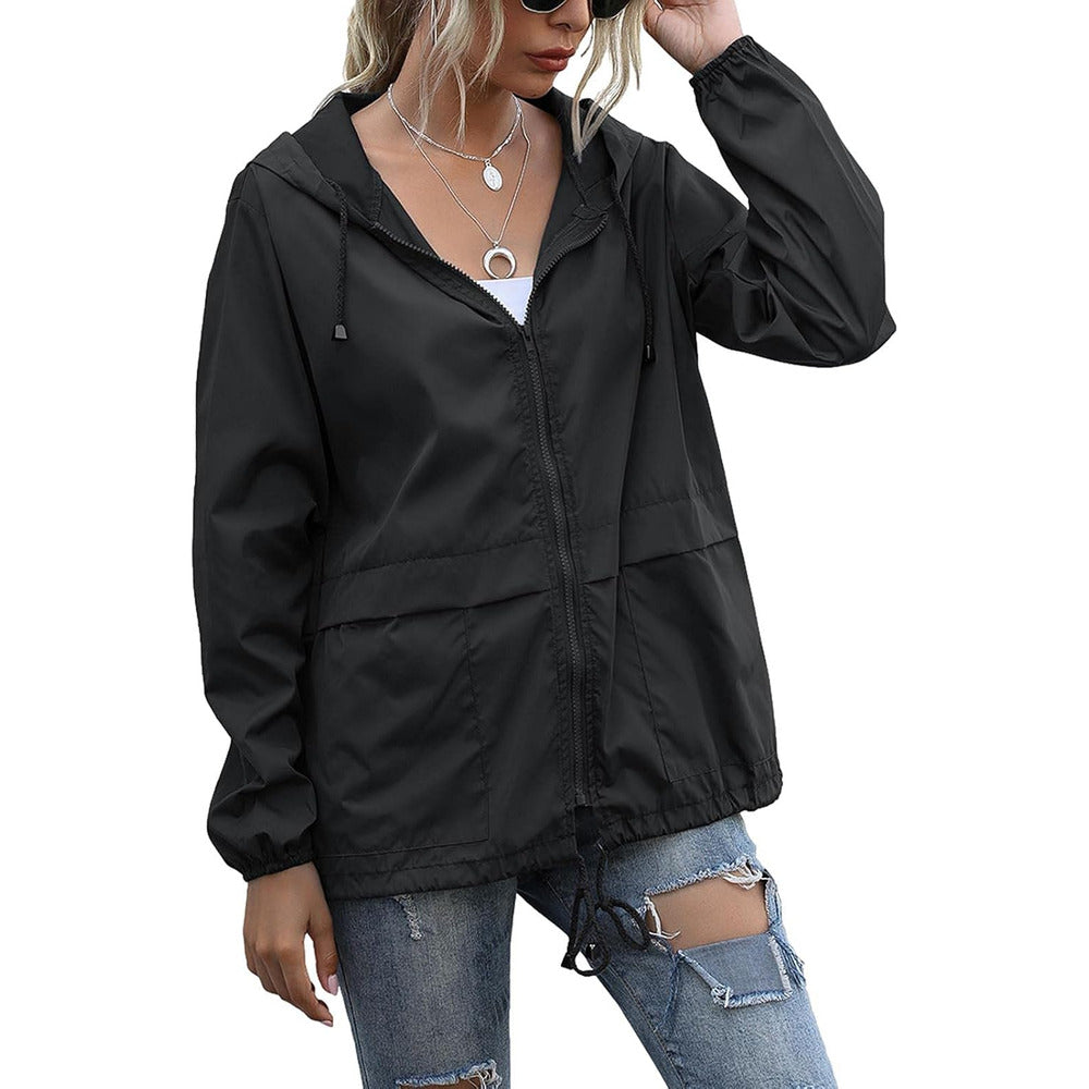 Women's Lightweight Hooded Rain Jacket - black