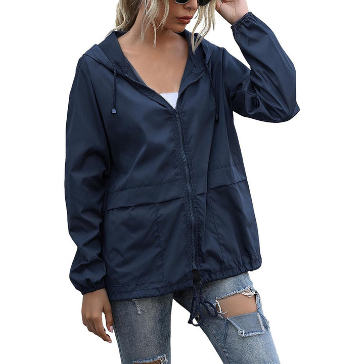 Women's Lightweight Hooded Rain Jacket - navy