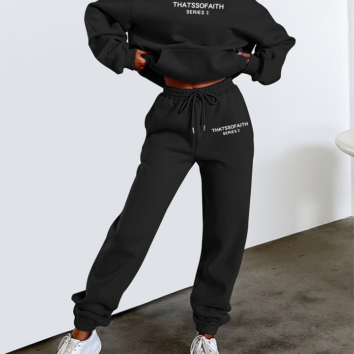 Women's hooded tracksuit set in black