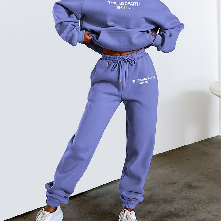 Women's hooded tracksuit set in periwinkle