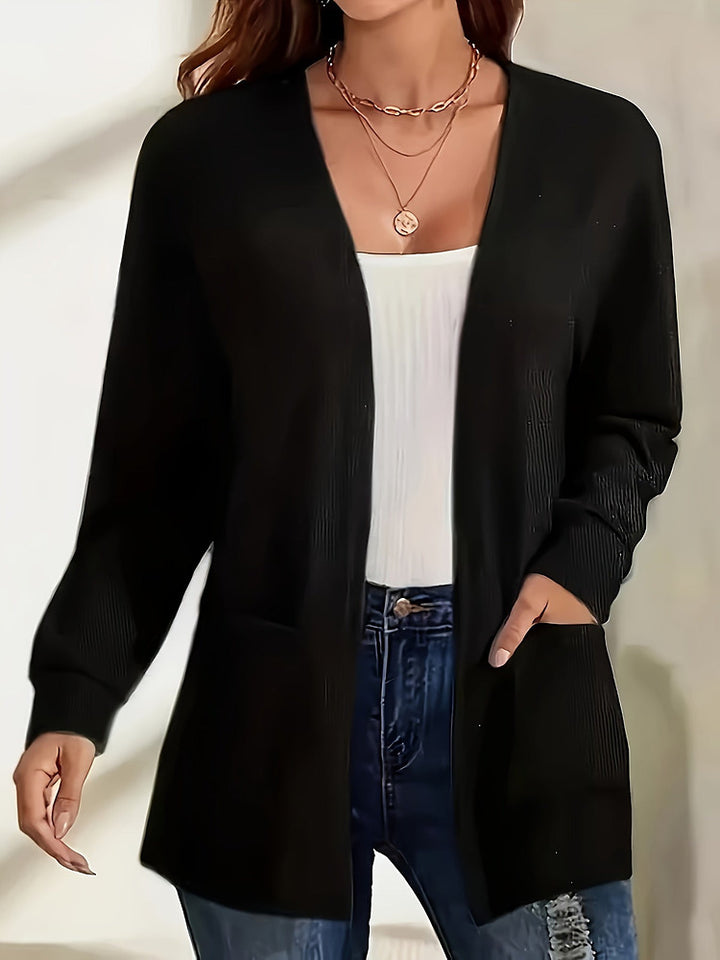 Women's plus size longline open front cardigan with pockets