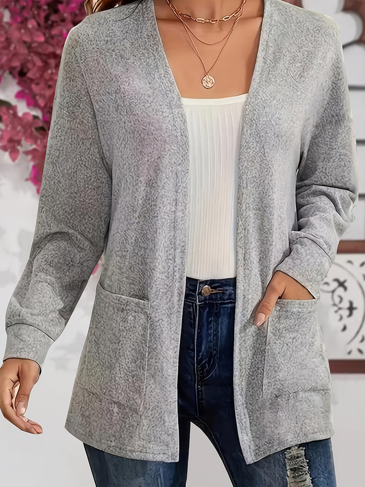 Women's plus size longline open front cardigan with pockets
