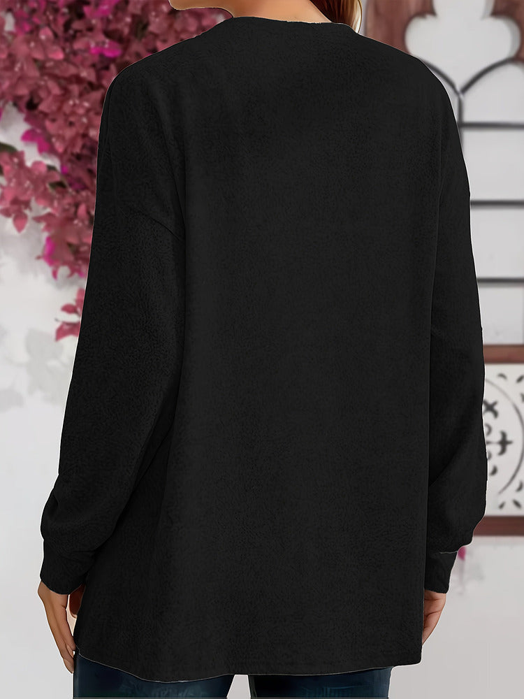 Women's plus size longline open front cardigan with pockets