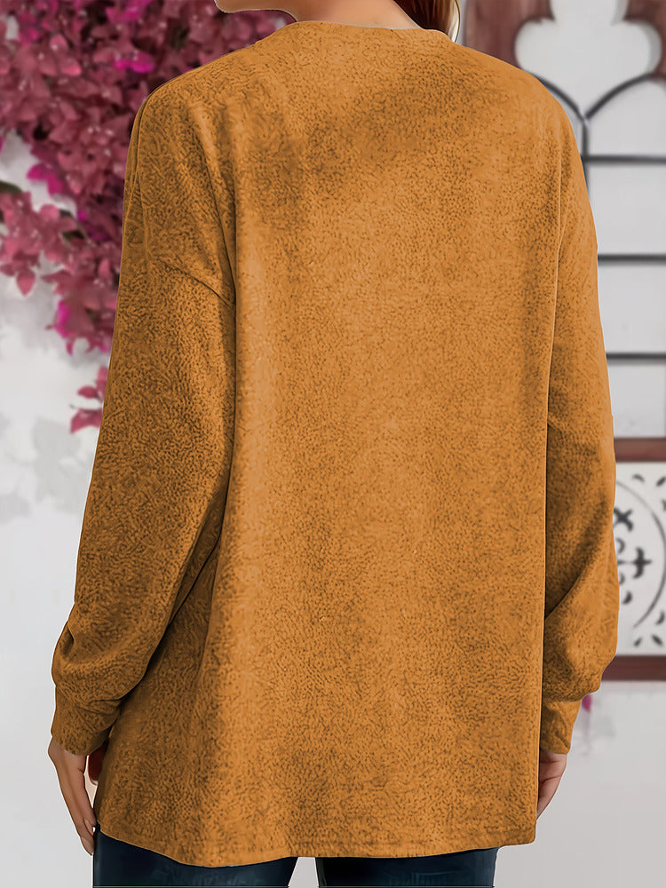 Women's plus size longline open front cardigan with pockets