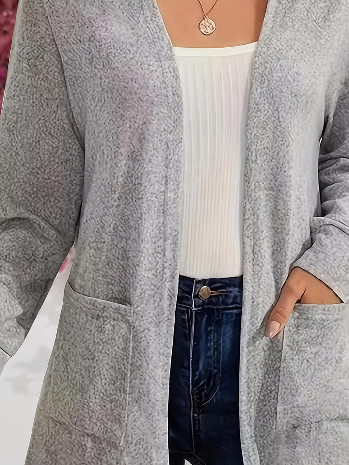 Women's plus size longline open front cardigan with pockets