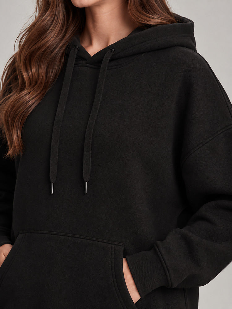 Women's longline hooded sweatshirt dress with plush lining