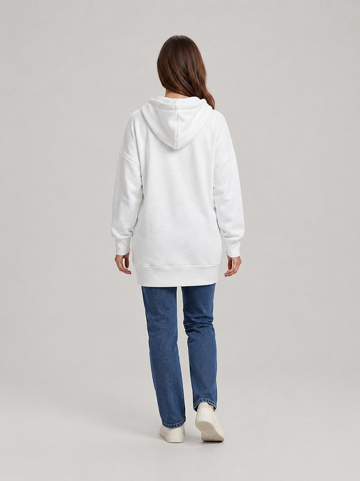 Women's longline hooded sweatshirt dress with plush lining