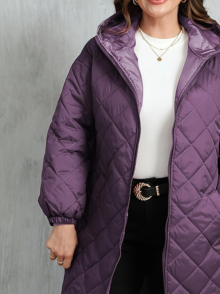 Women's plus size longline quilted hooded coat