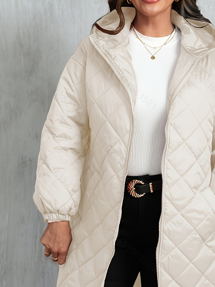 Women's plus size longline quilted hooded coat