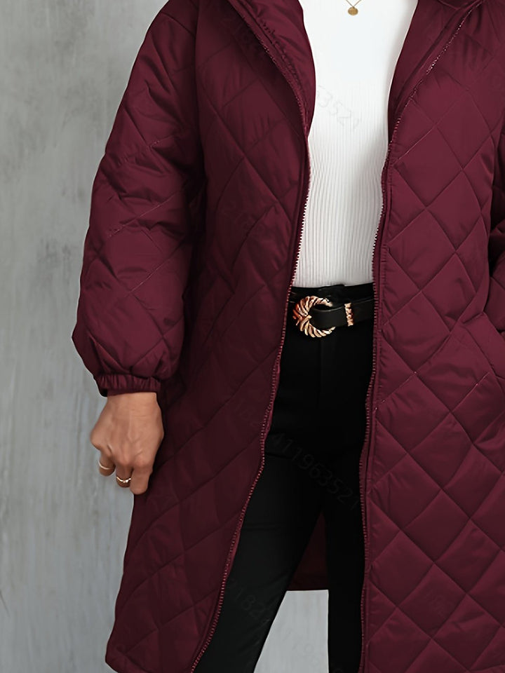 Women's plus size longline quilted hooded coat
