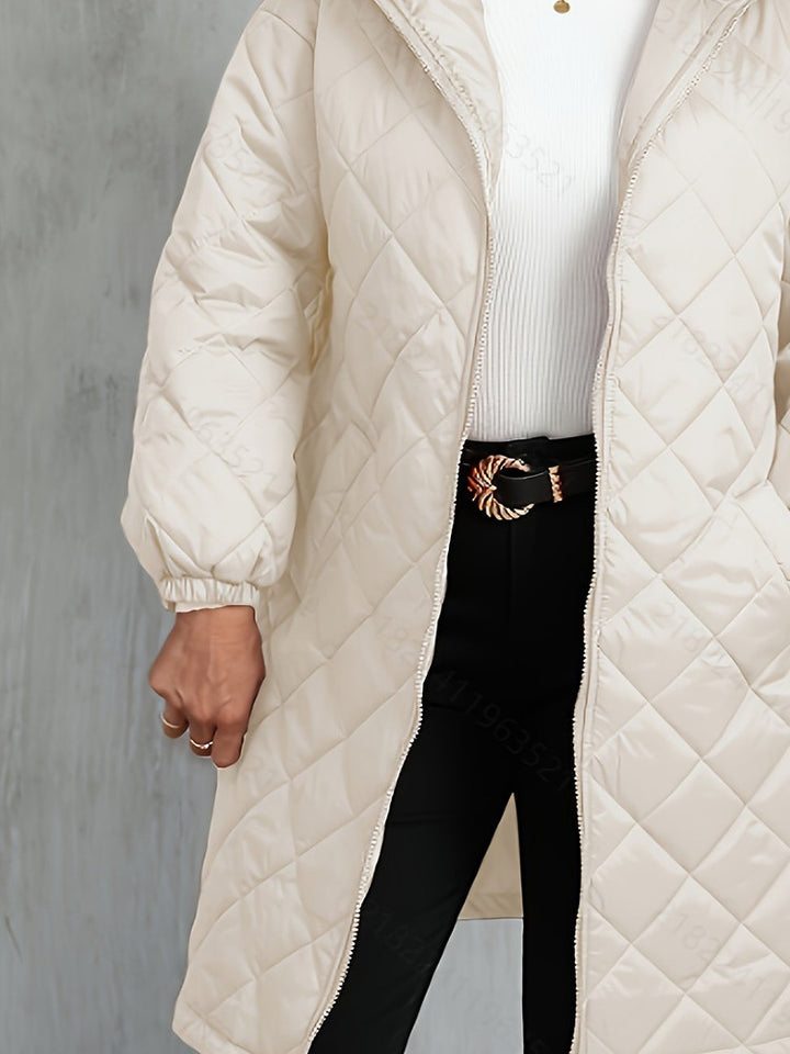 Women's plus size longline quilted hooded coat