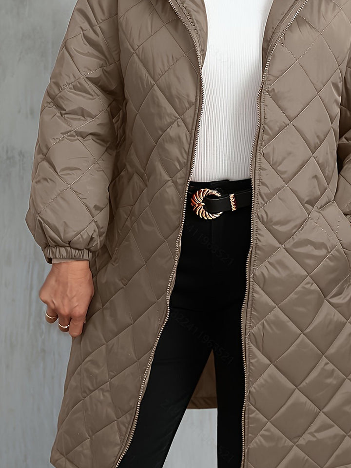 Women's plus size longline quilted hooded coat