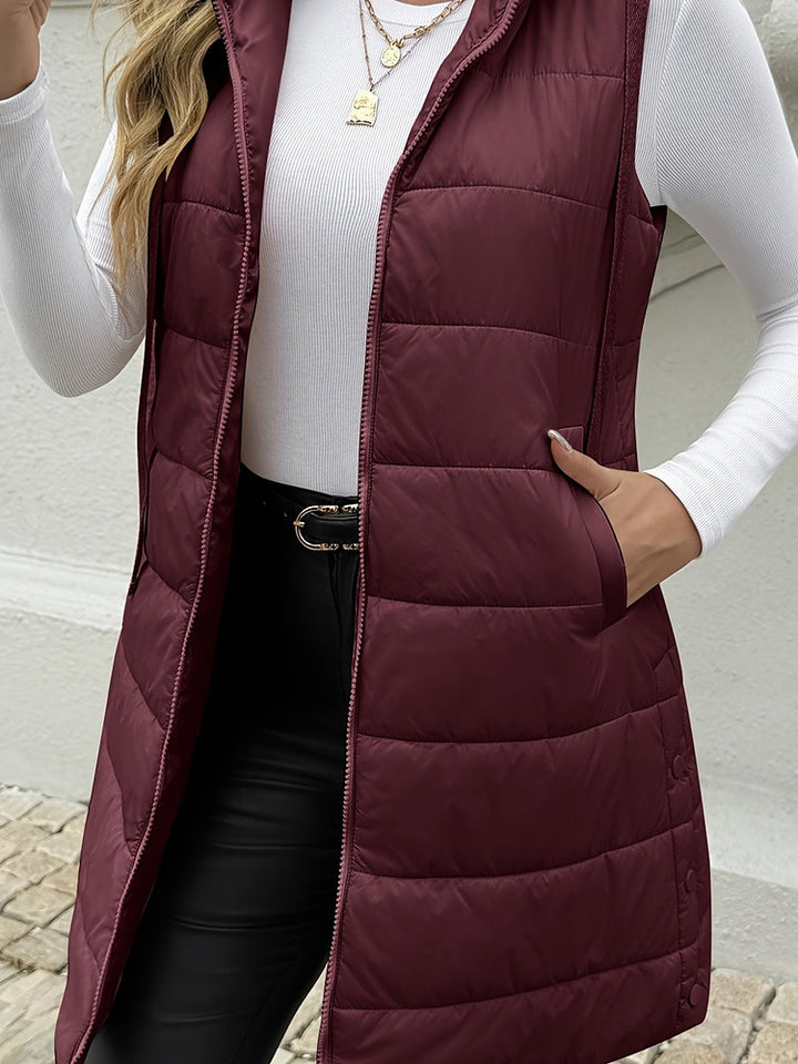 Women's plus size longline hooded quilted gilet