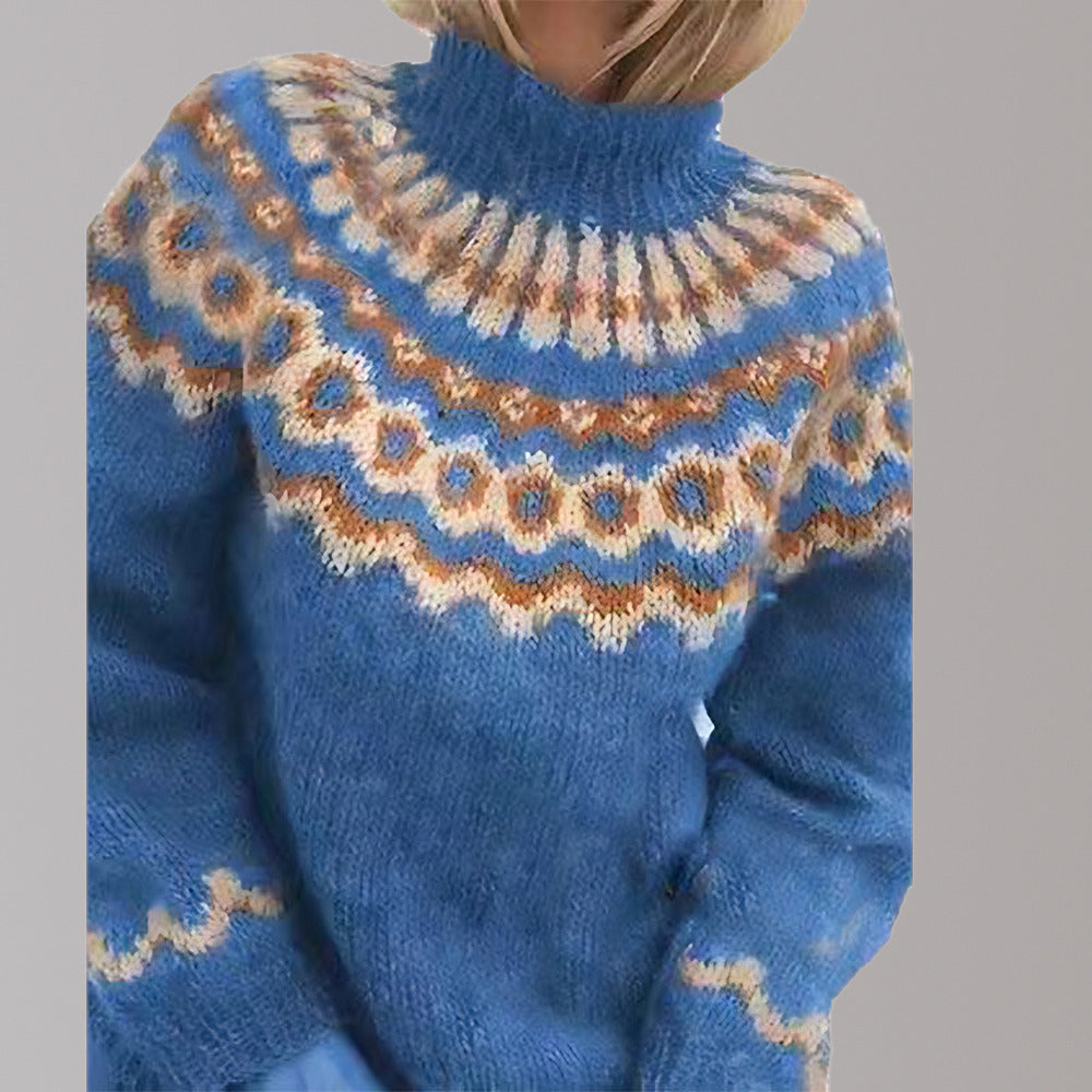 Women's Nordic Pattern Knit Jumper - blue