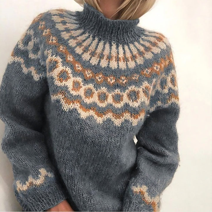 Women's Nordic Pattern Knit Jumper - grey