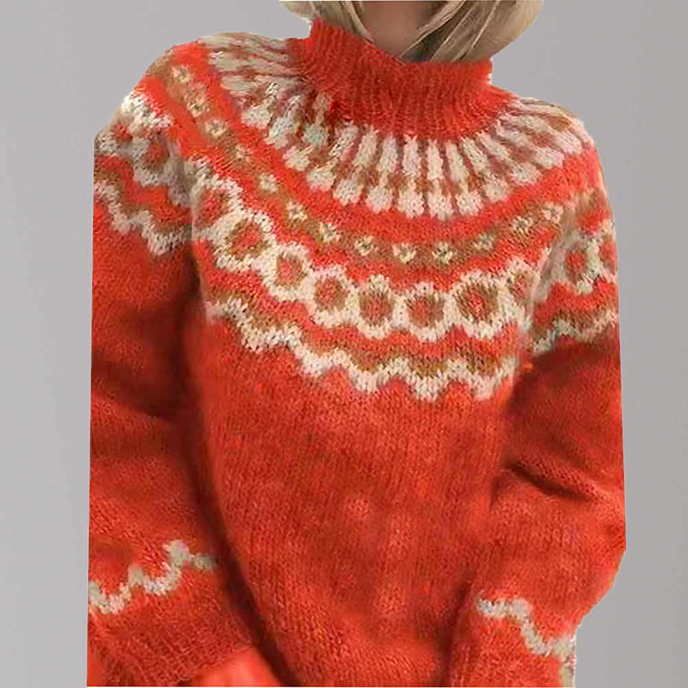 Women's Nordic Pattern Knit Jumper - red