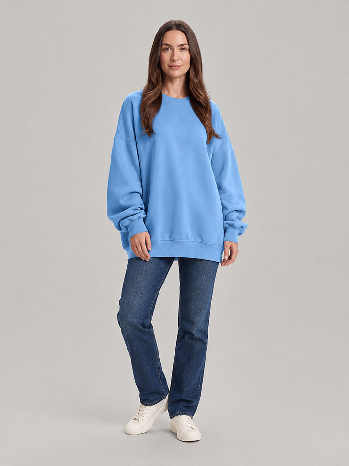 Women's oversized crew neck sweatshirt in light blue