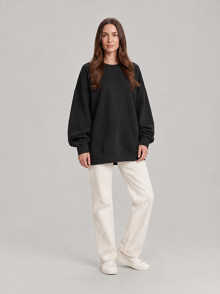 Women's oversized crew neck sweatshirt in black