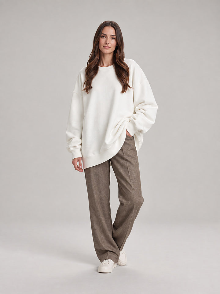 Women's oversized crew neck sweatshirt in white