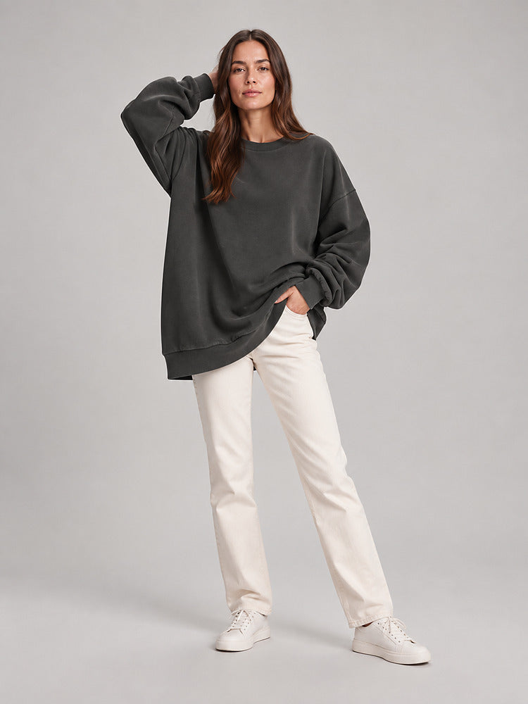 Women's oversized crew neck sweatshirt in grey