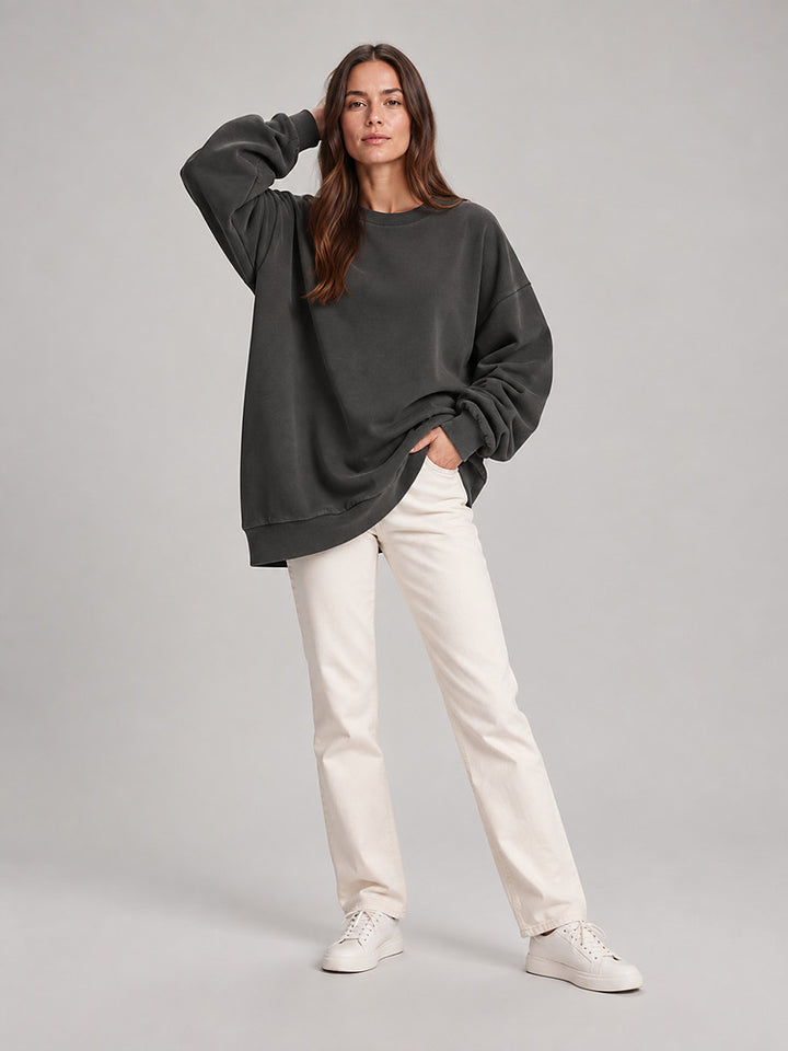 Women's oversized crew neck sweatshirt in grey