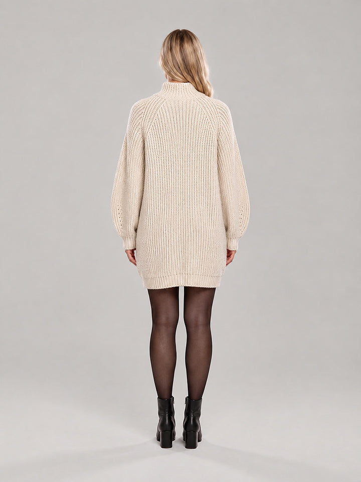 Women's oversized high neck jumper in a deep ribbed knit