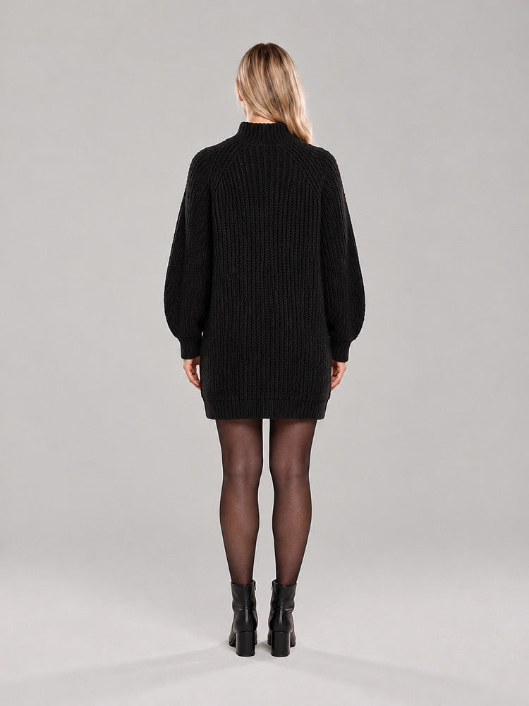 Women's oversized high neck jumper in a deep ribbed knit