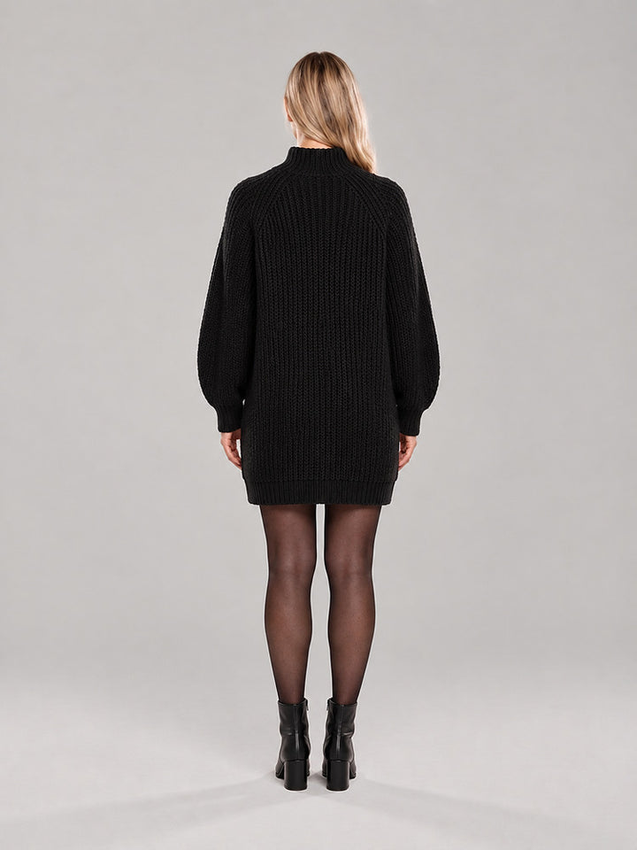 Women's oversized high neck jumper in a deep ribbed knit