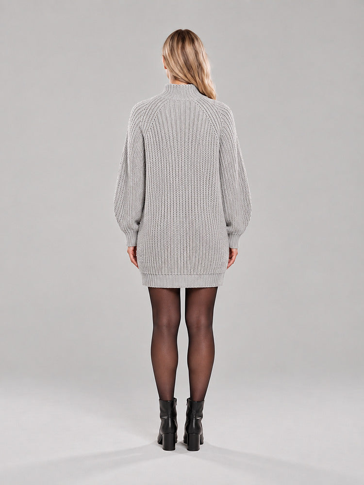 Women's oversized high neck jumper in a deep ribbed knit