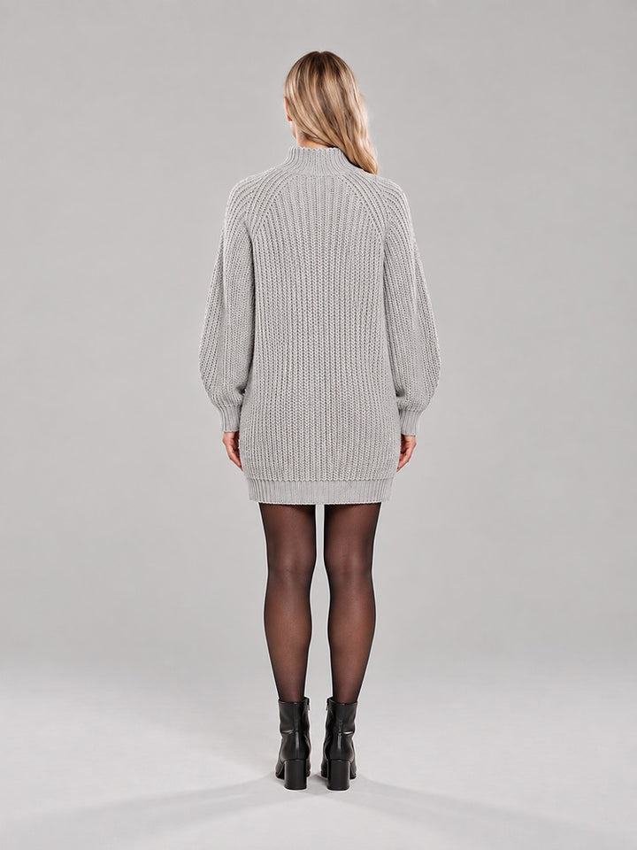 Women's oversized high neck jumper in a deep ribbed knit
