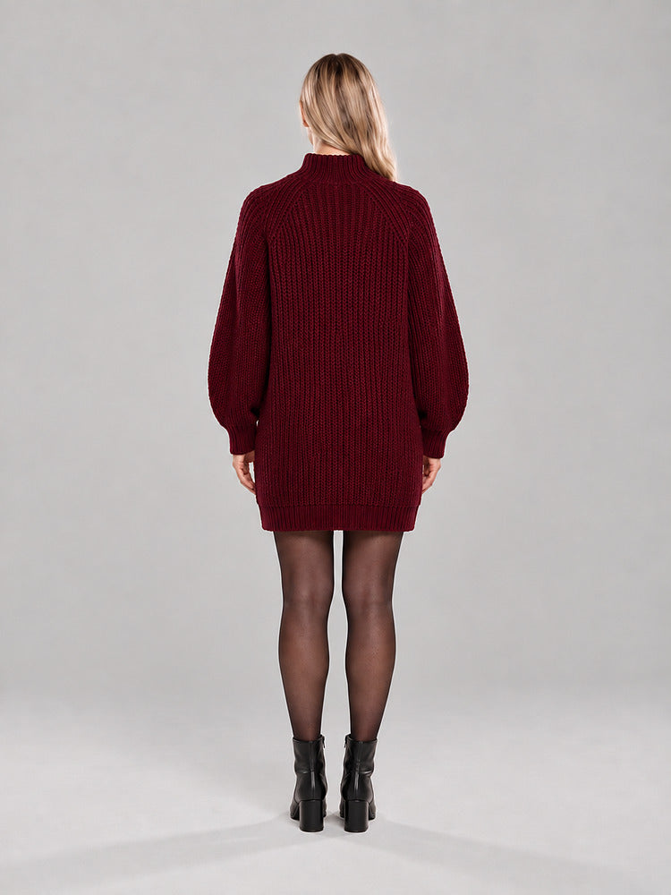 Women's oversized high neck jumper in a deep ribbed knit