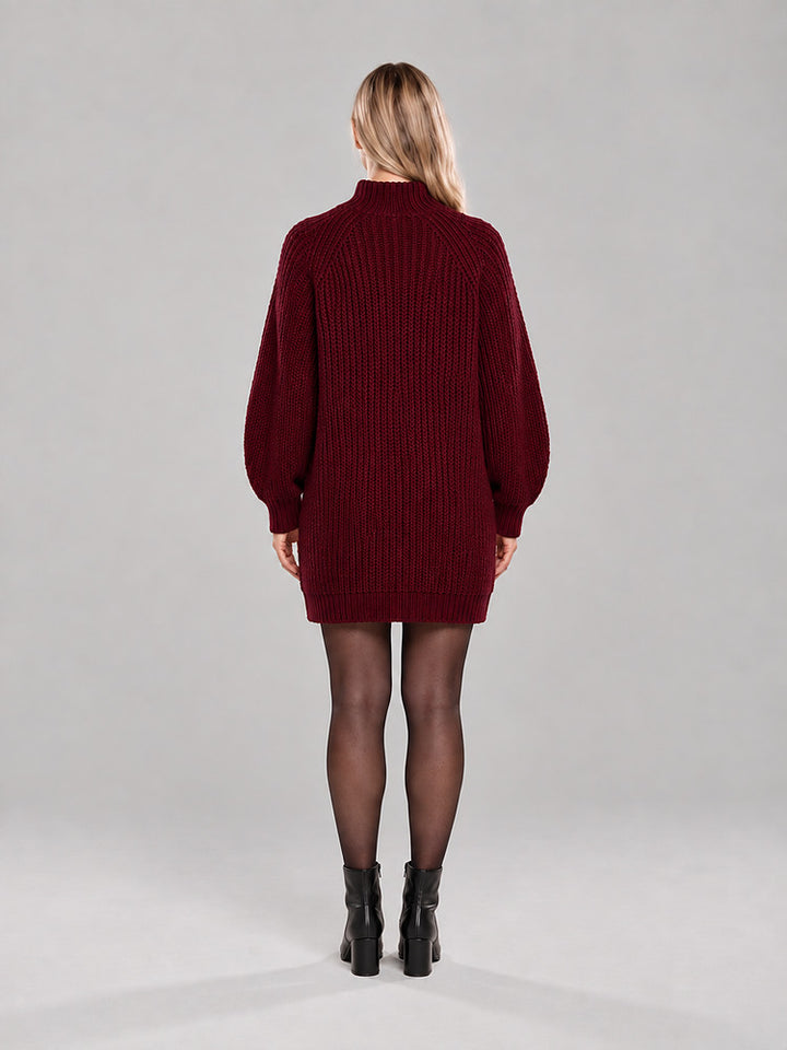 Women's oversized high neck jumper in a deep ribbed knit