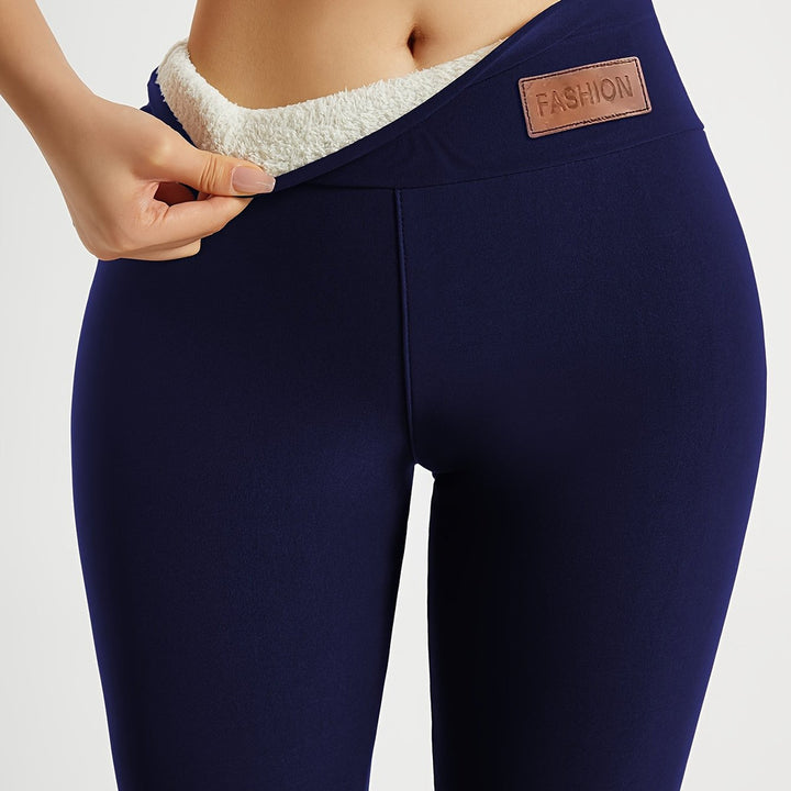 Women's plush-lined leggings in navy