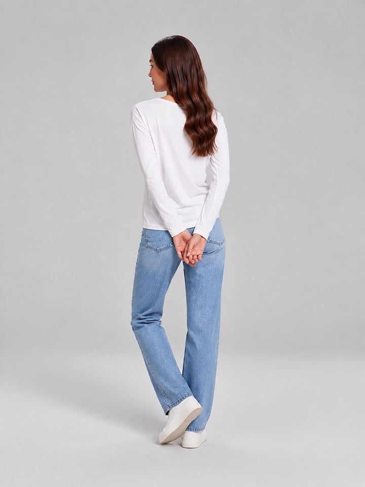 Women's relaxed round neck long sleeve top