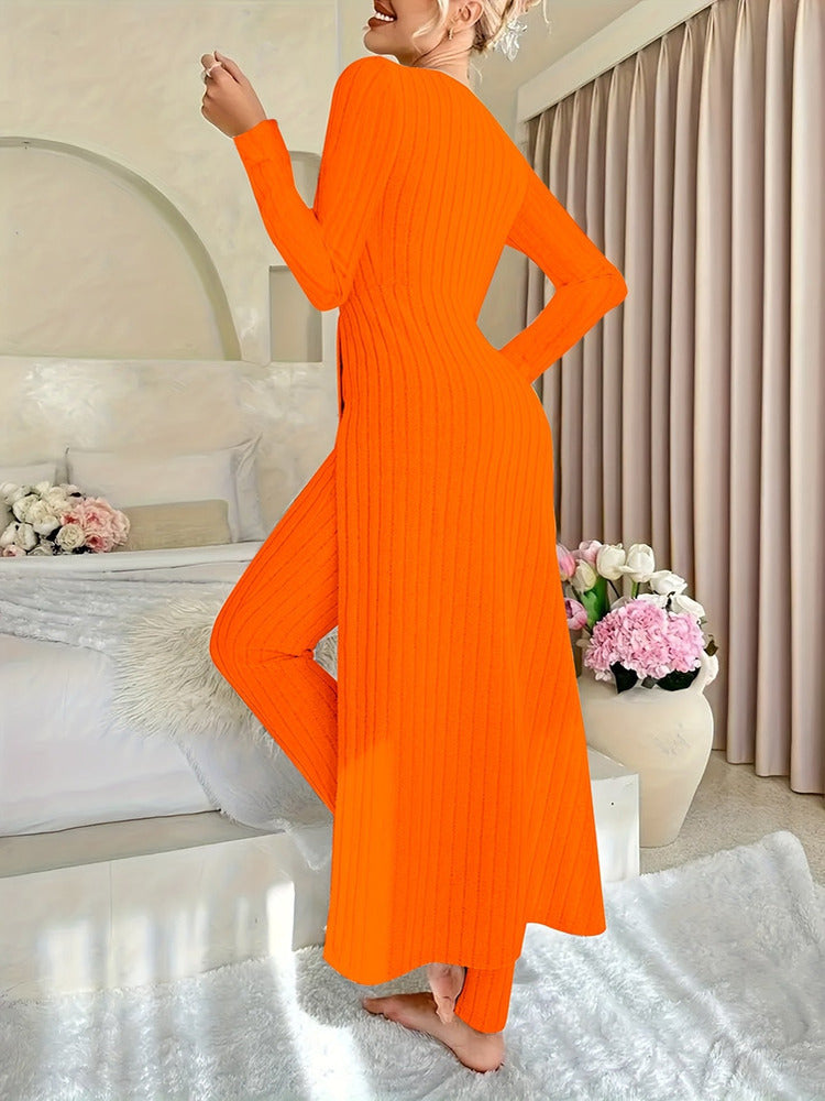 Women's ribbed longline top and trouser set