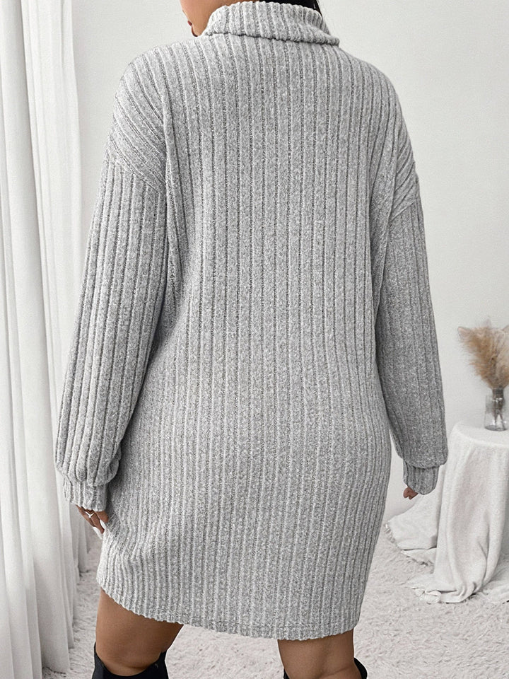 Women's plus size ribbed roll neck midi jumper dress
