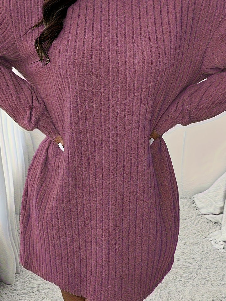 Women's plus size ribbed roll neck midi jumper dress