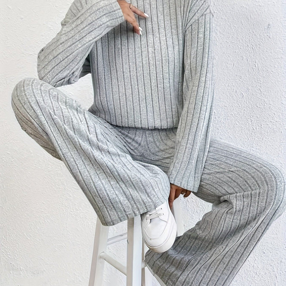 Women's roll neck jumper and wide-leg trouser set