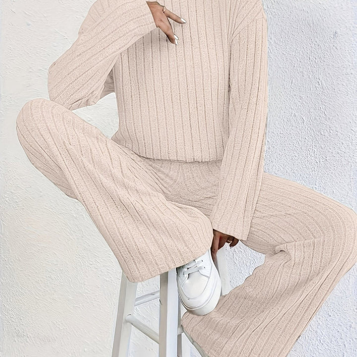 Women's roll neck jumper and wide-leg trouser set