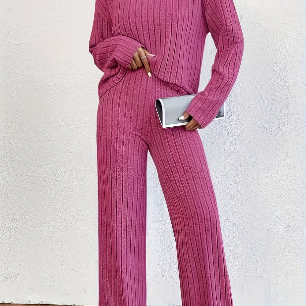 Women's roll neck jumper and wide-leg trouser set