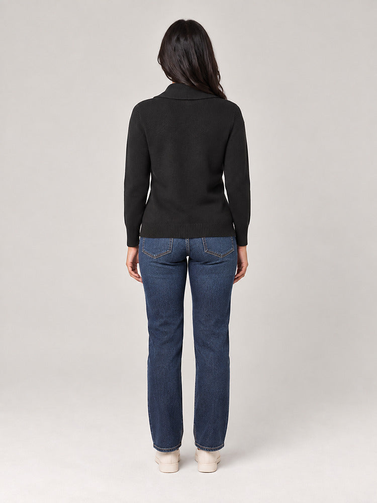 Women's shawl collar knitted cardigan with button front