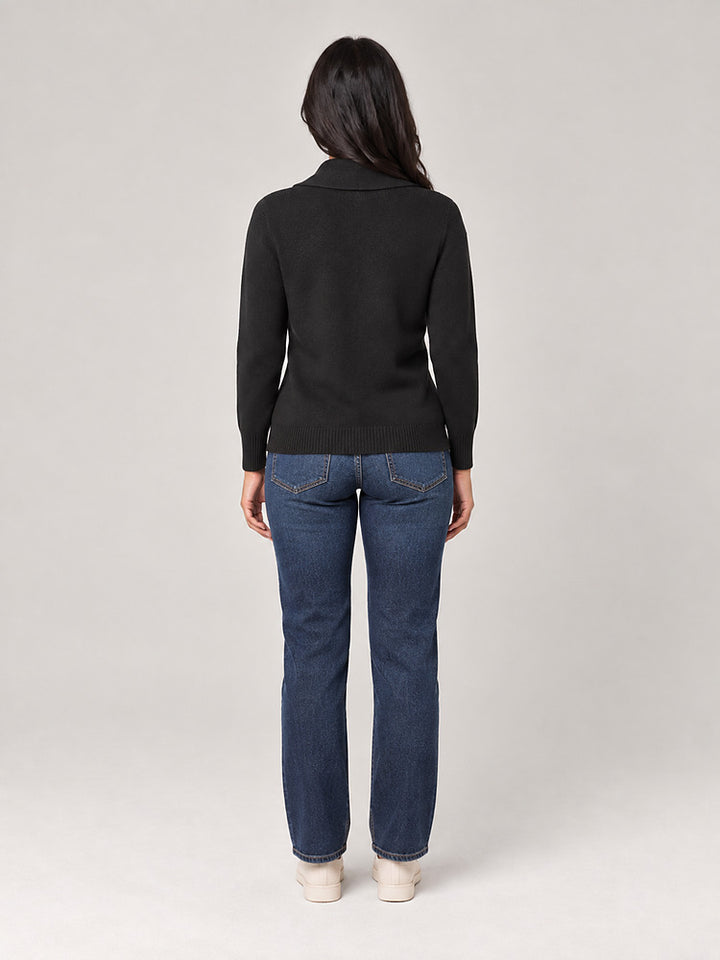 Women's shawl collar knitted cardigan with button front