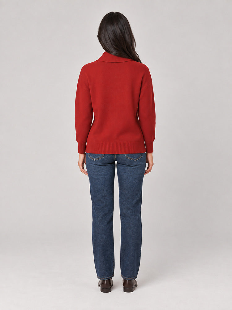 Women's shawl collar knitted cardigan with button front
