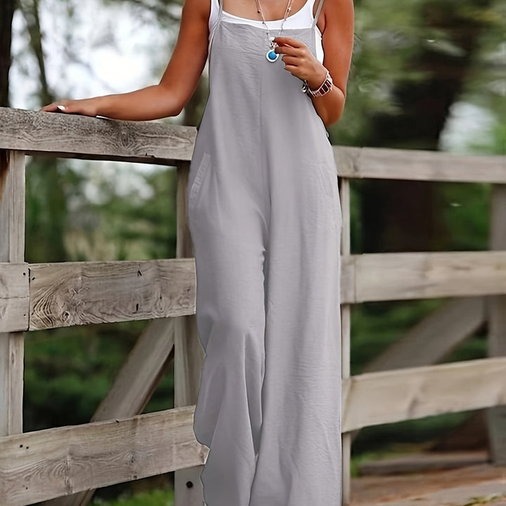 Women's sleeveless jumpsuit in silver grey
