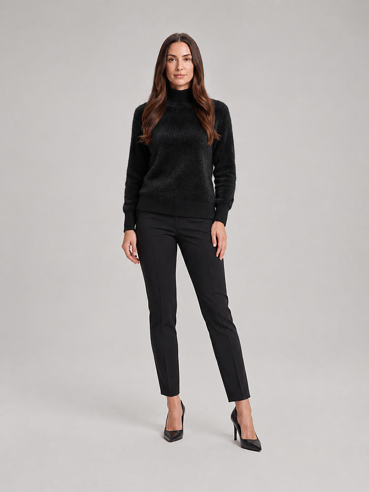 Women's soft knit roll neck jumper in black