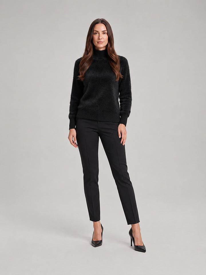 Women's soft knit roll neck jumper in black