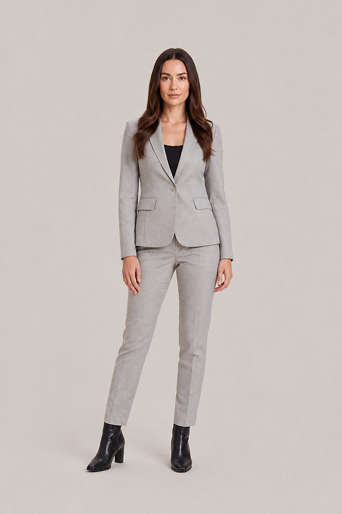 Women's tailored blazer and trouser suit, two-piece set in grey